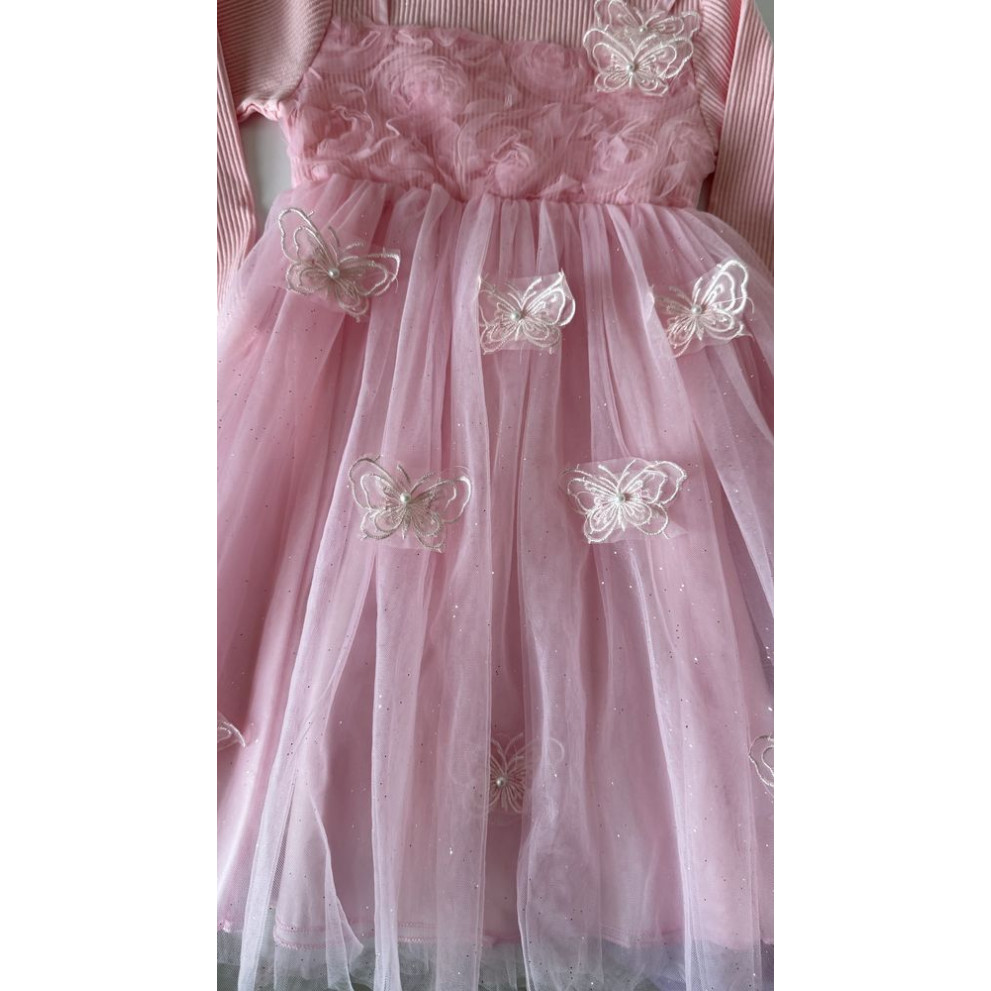 Сукня для дівчинки ніжна з метеликами колір рожевий 10997