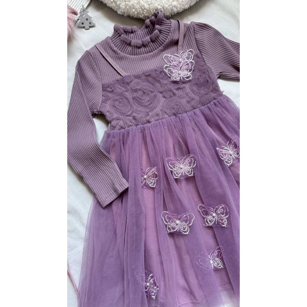 Сукня для дівчинки ніжна з метеликами колір фіолетовий 10998