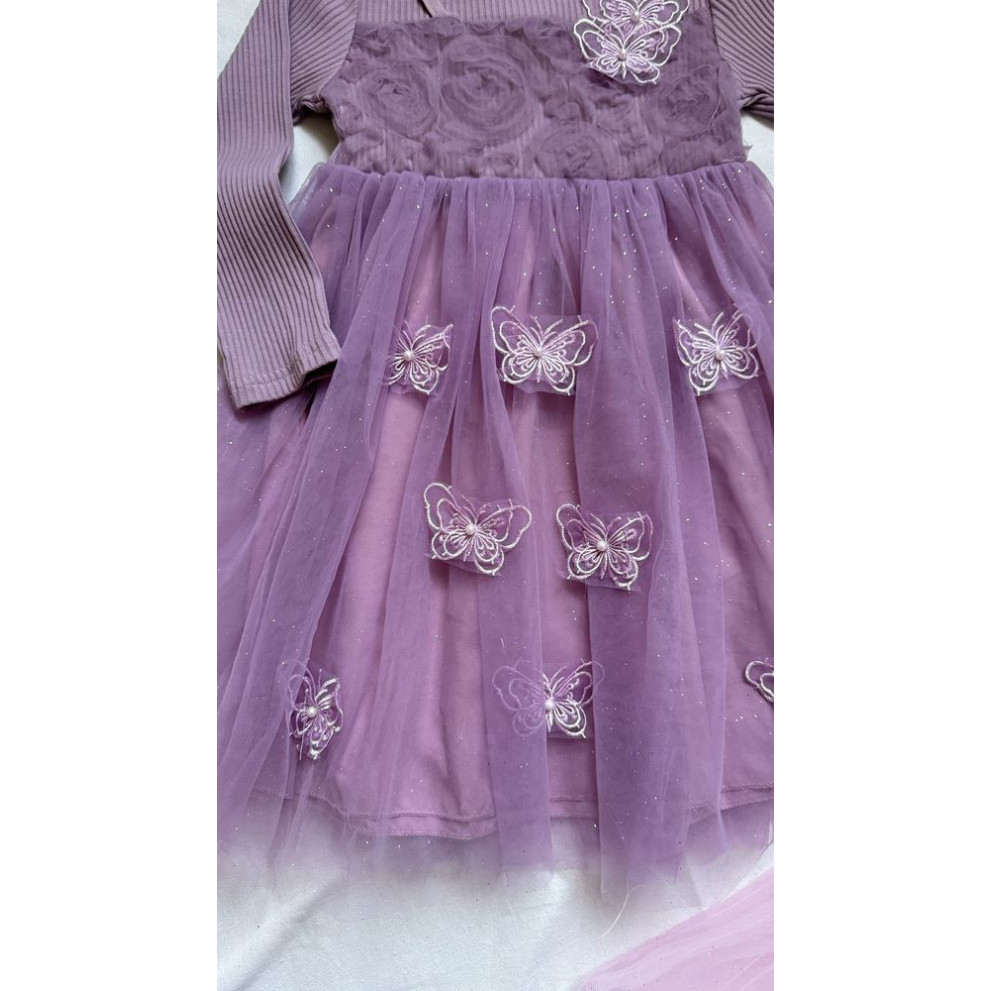 Сукня для дівчинки ніжна з метеликами колір фіолетовий 10998