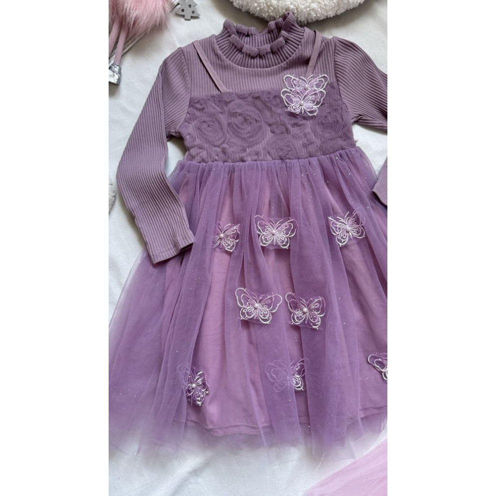 Сукня для дівчинки ніжна з метеликами колір фіолетовий 10998