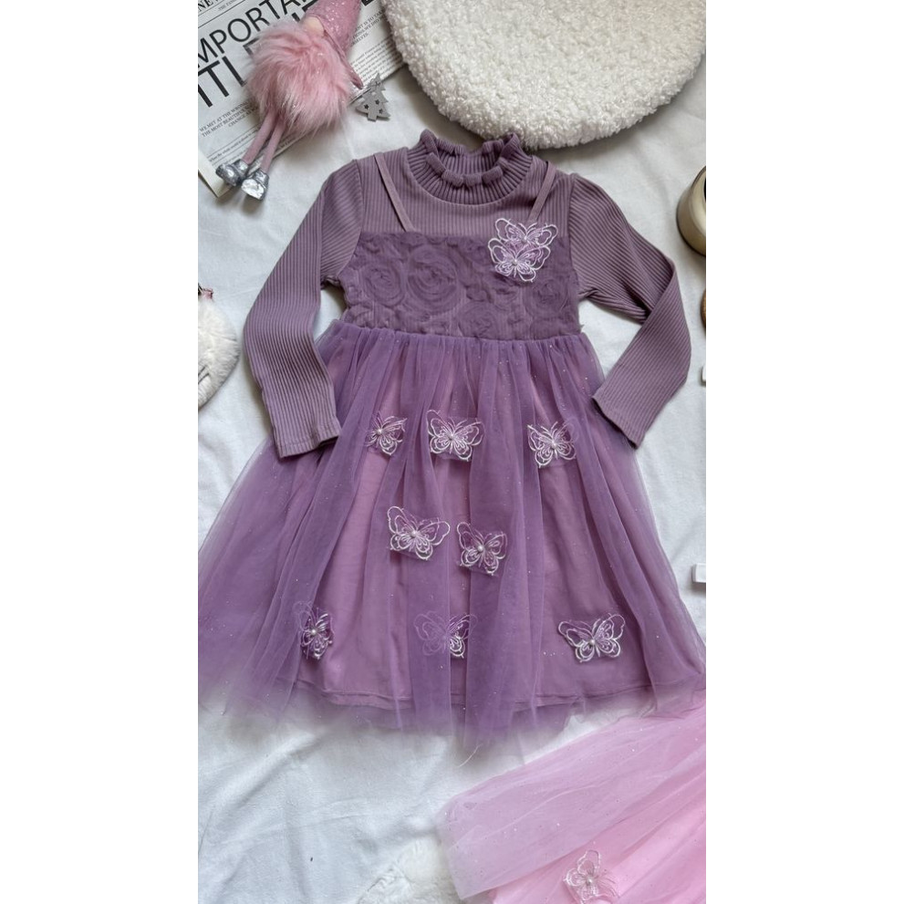 Сукня для дівчинки ніжна з метеликами колір фіолетовий 10998