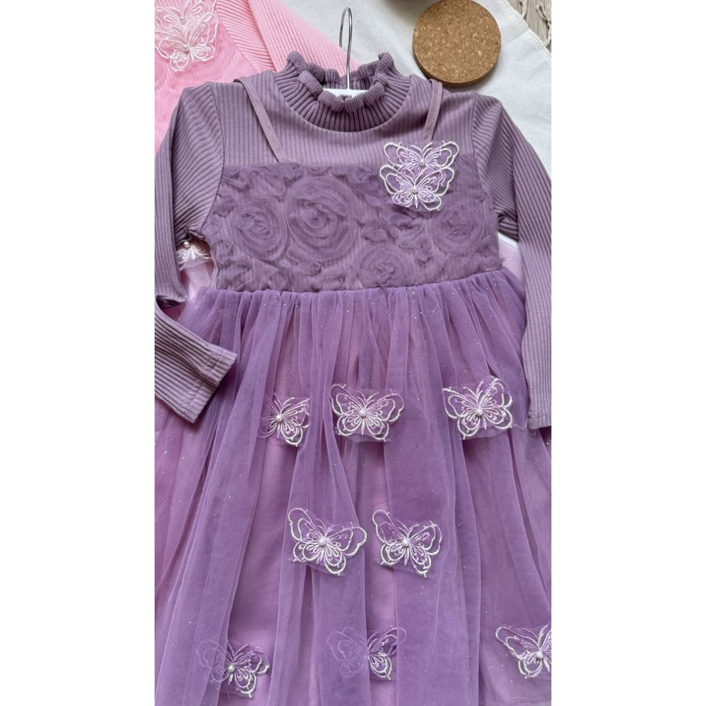 Сукня для дівчинки ніжна з метеликами колір фіолетовий 10998