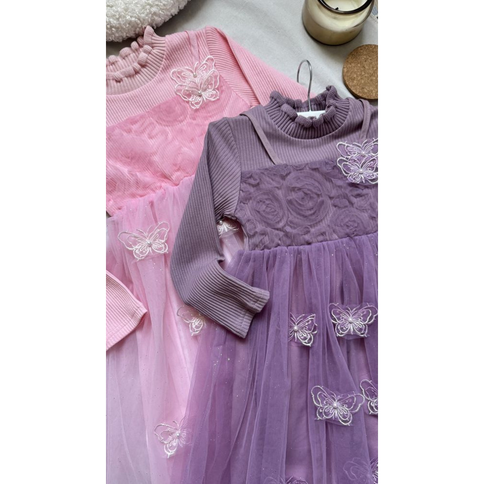 Сукня для дівчинки ніжна з метеликами колір фіолетовий 10998