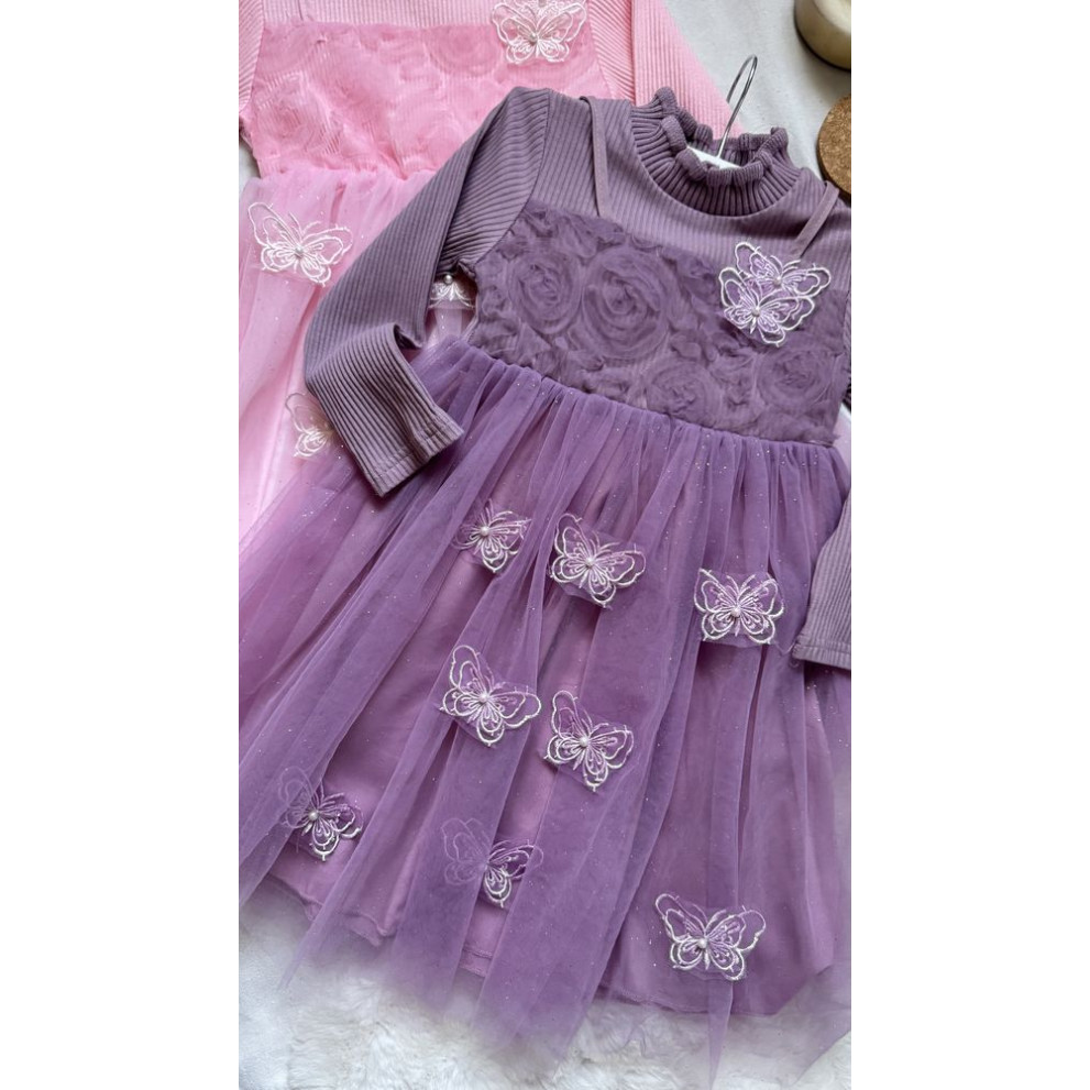 Сукня для дівчинки ніжна з метеликами колір фіолетовий 10998
