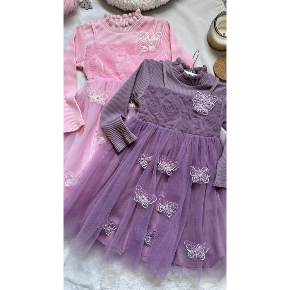 Сукня для дівчинки ніжна з метеликами колір фіолетовий 10998