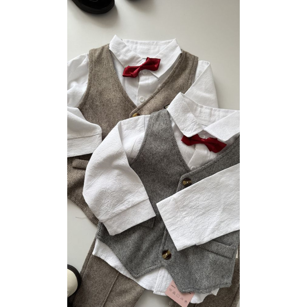 Нарядний костюм хлопчику колір сірий 11001