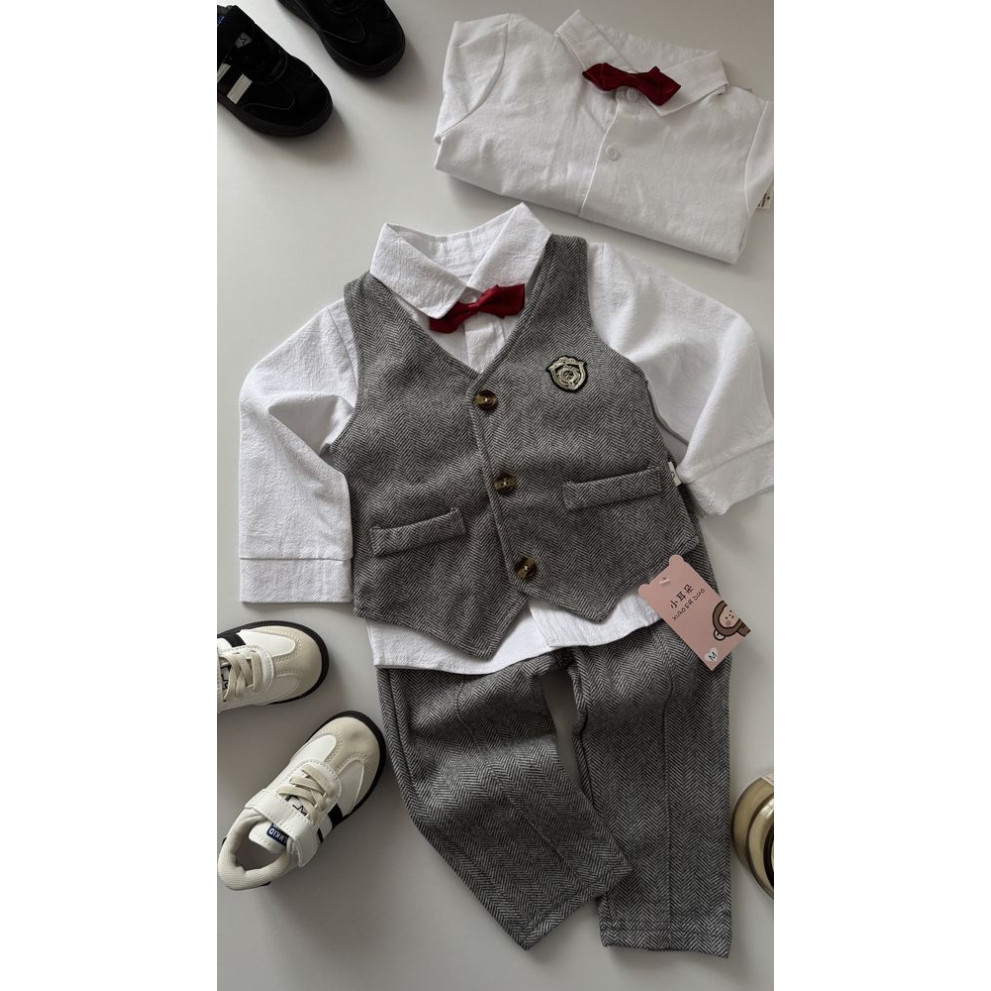 Нарядний костюм хлопчику колір сірий 11001