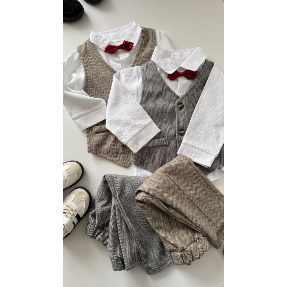 Нарядний костюм хлопчику колір коричневий 11002