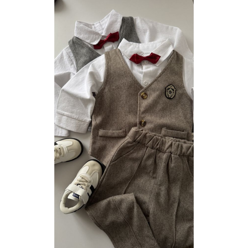Нарядний костюм хлопчику колір сірий 11001
