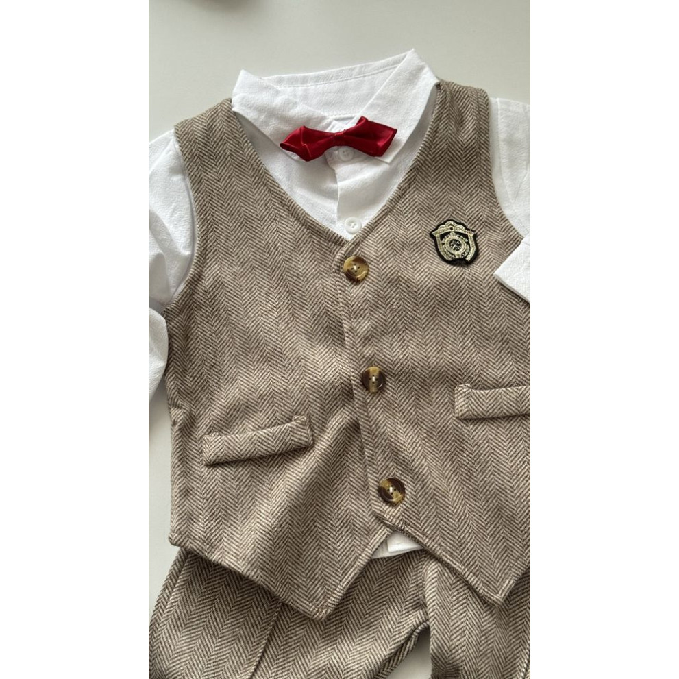 Нарядний костюм хлопчику колір коричневий 11002