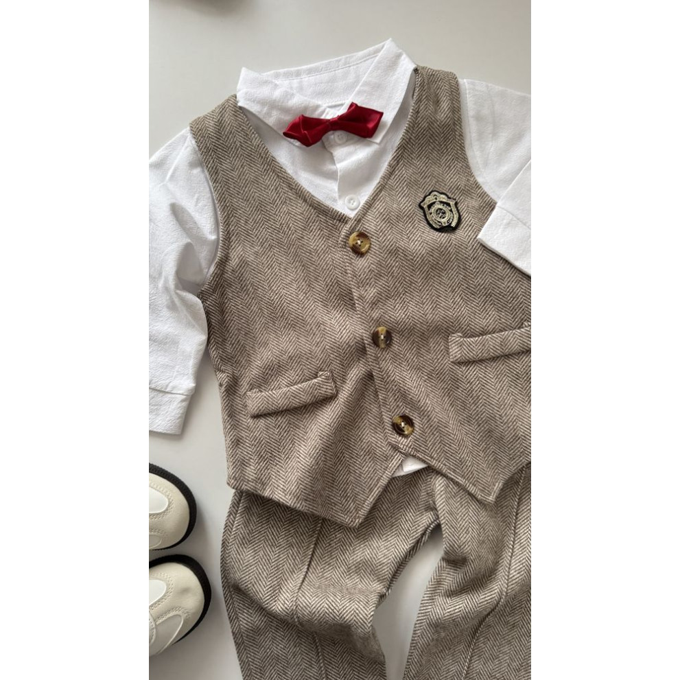 Нарядний костюм хлопчику колір коричневий 11002