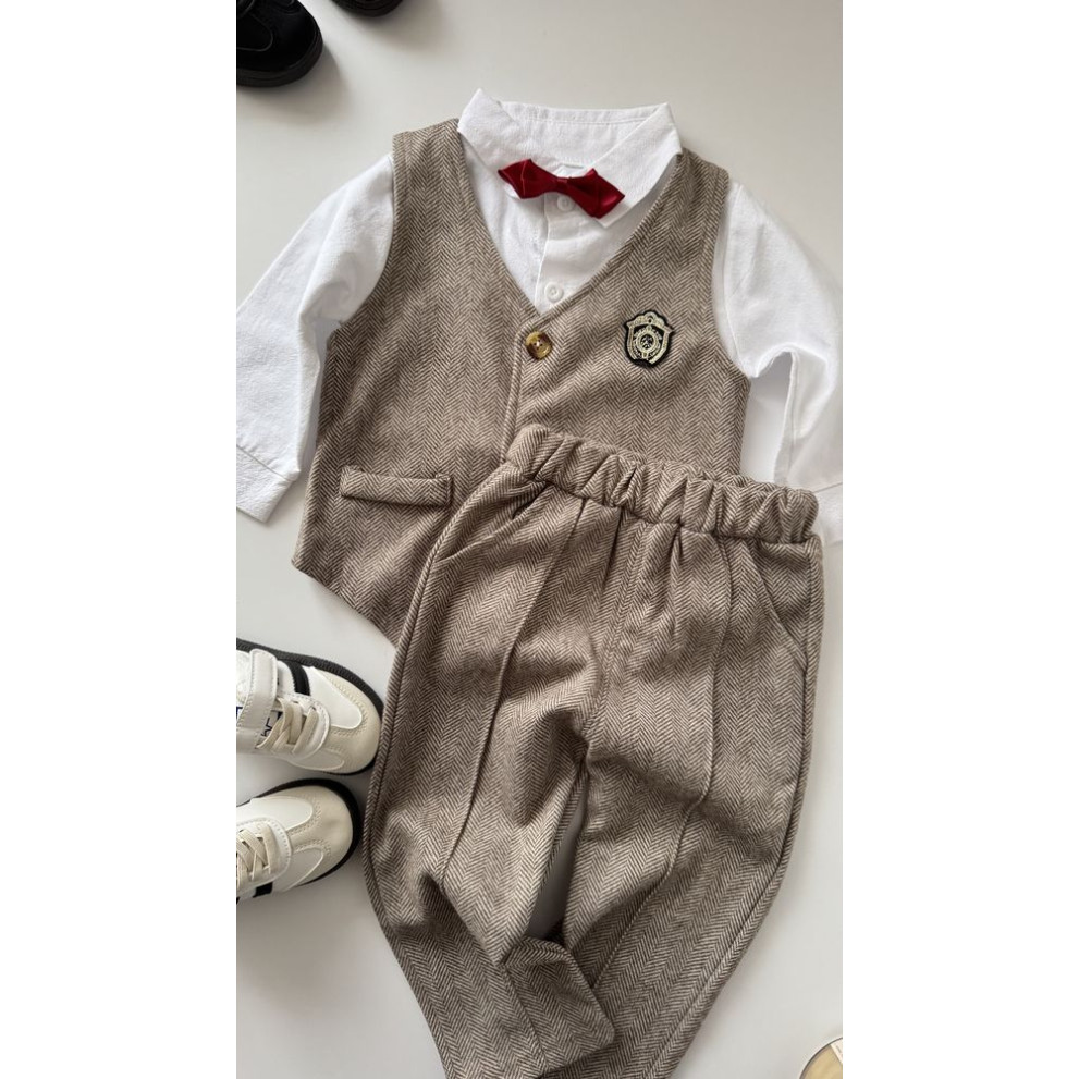 Нарядний костюм хлопчику колір коричневий 11002