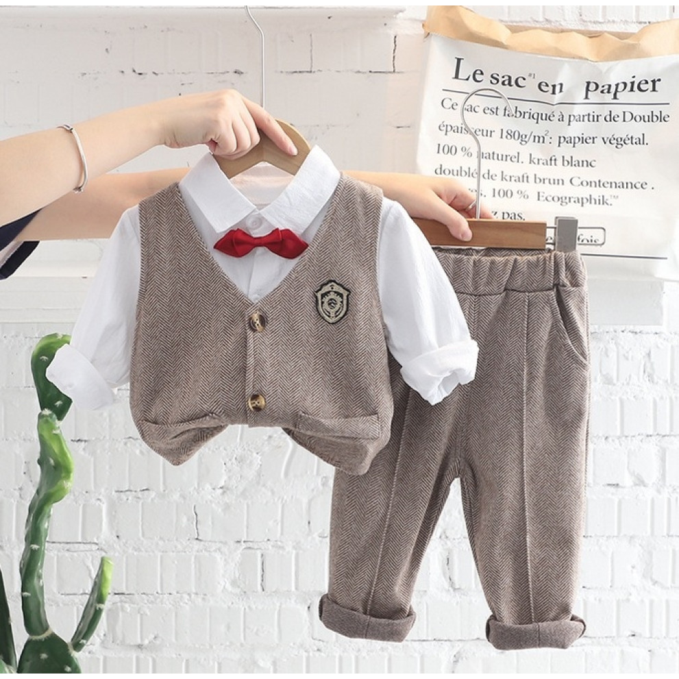 Нарядний костюм хлопчику колір коричневий 11002