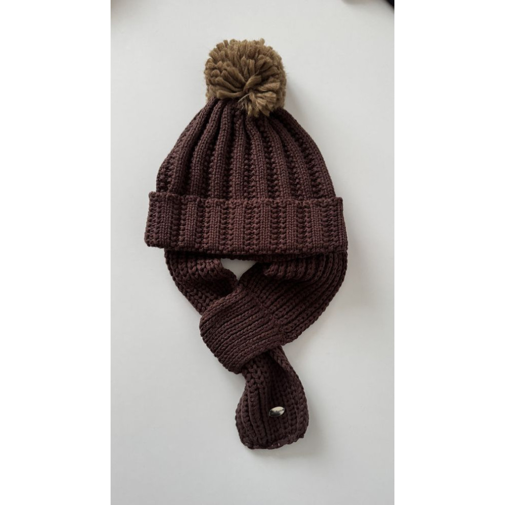 Шапка і шарфик комплект на весну колір коричневий 11005