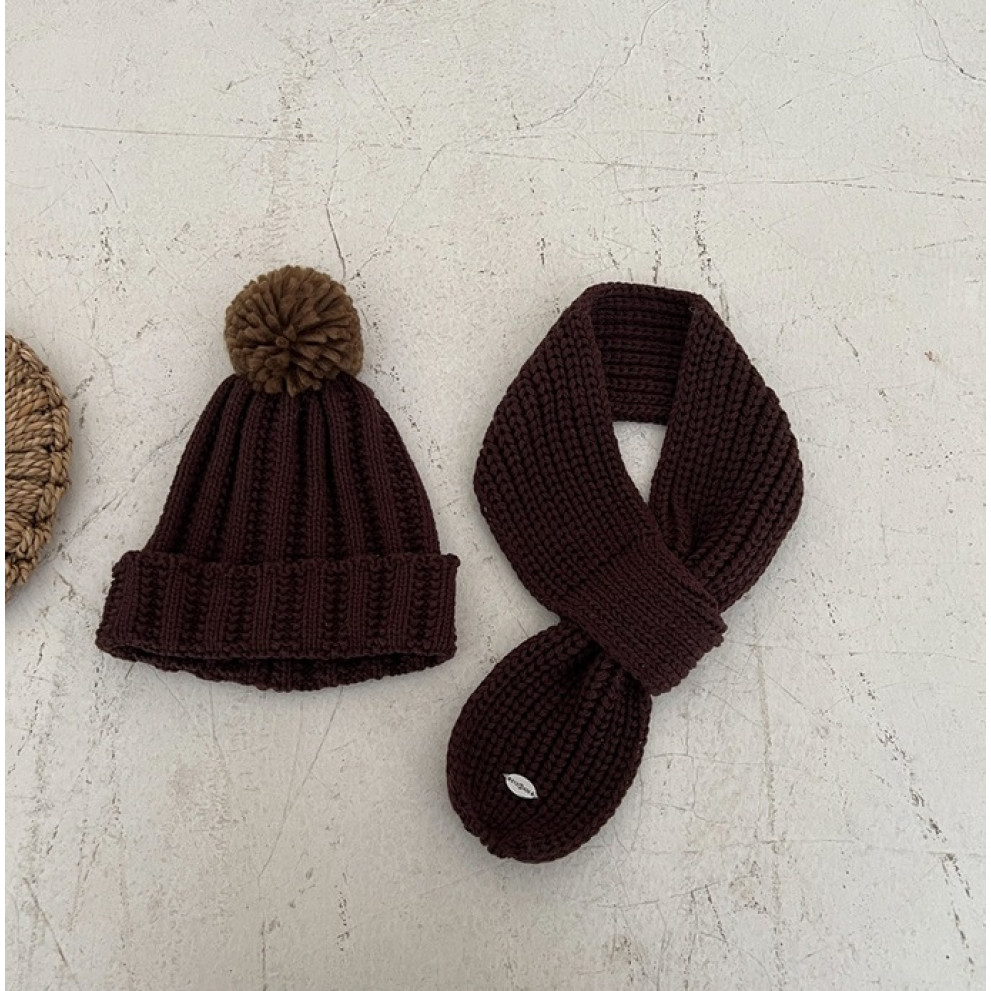 Шапка і шарфик комплект на весну колір коричневий 11005