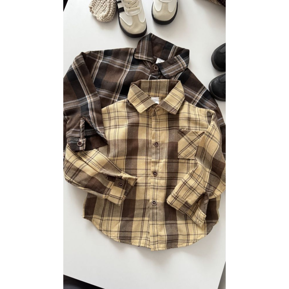 Сорочка хлопчику в клітинку колір жовтий 11013