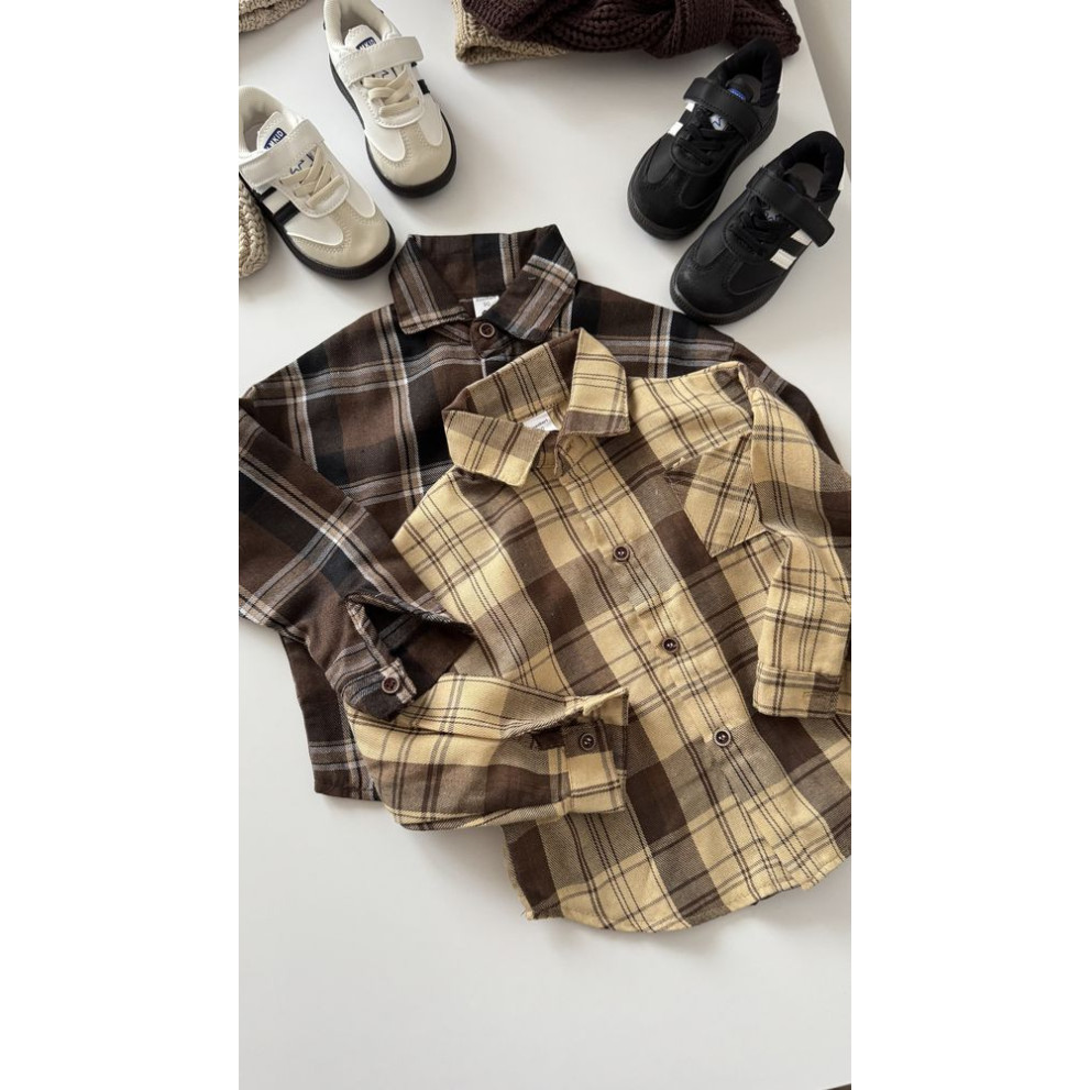 Сорочка хлопчику в клітинку колір жовтий 11013