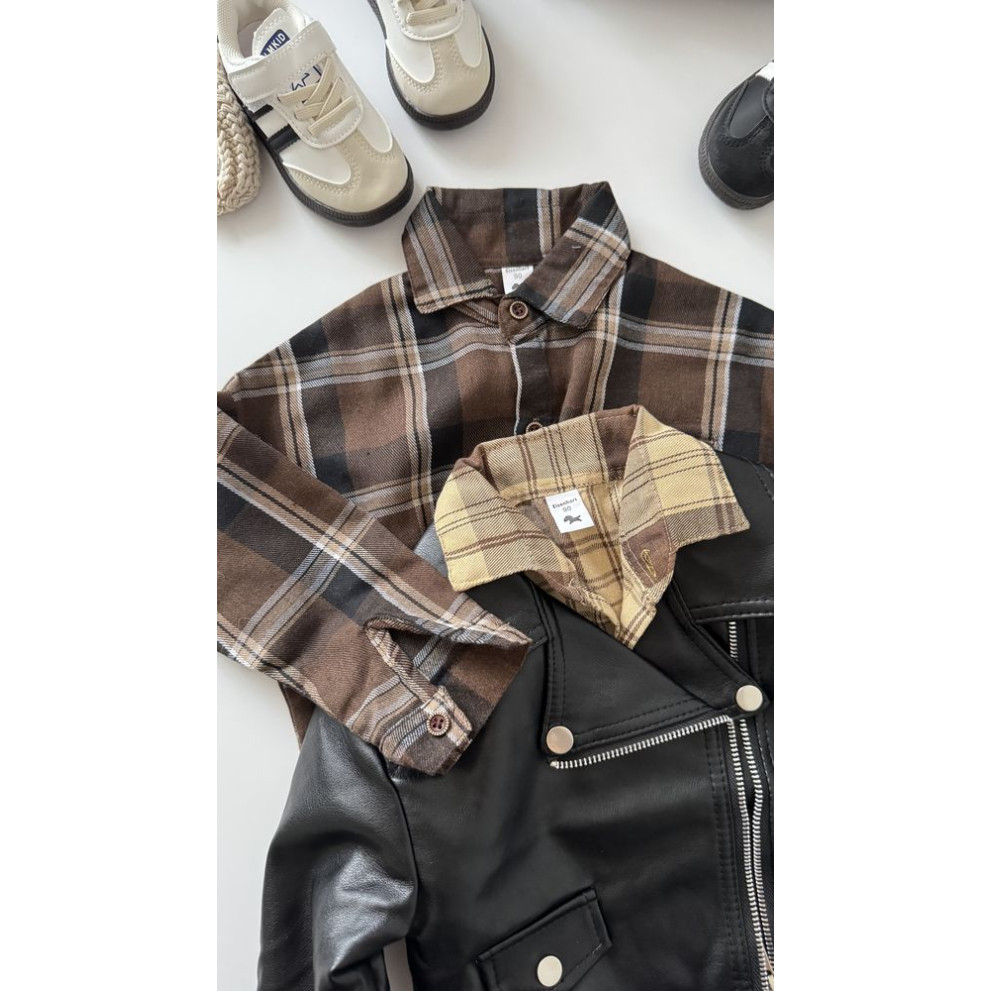 Сорочка хлопчику в клітинку колір жовтий 11013