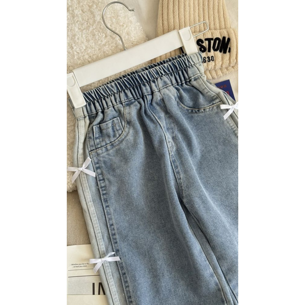 Джинси для дівчинки з бантиками блакитний 11019