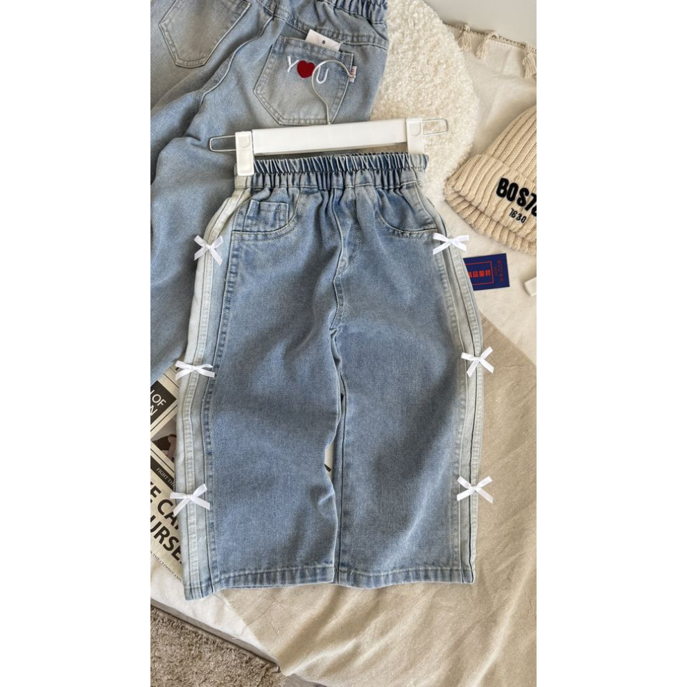 Джинси для дівчинки з бантиками блакитний 11019