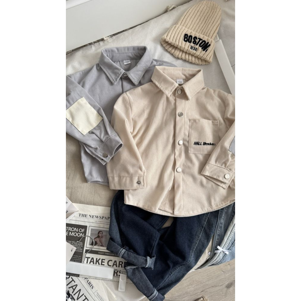 Сорочка хлопчику вельветова Hall Brother колір бежевий 11027