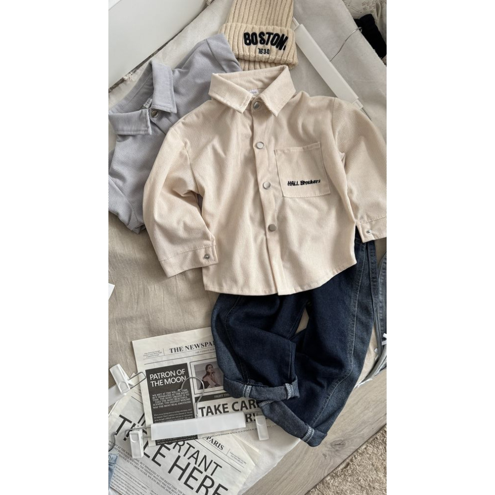 Сорочка хлопчику вельветова Hall Brother колір бежевий 11027