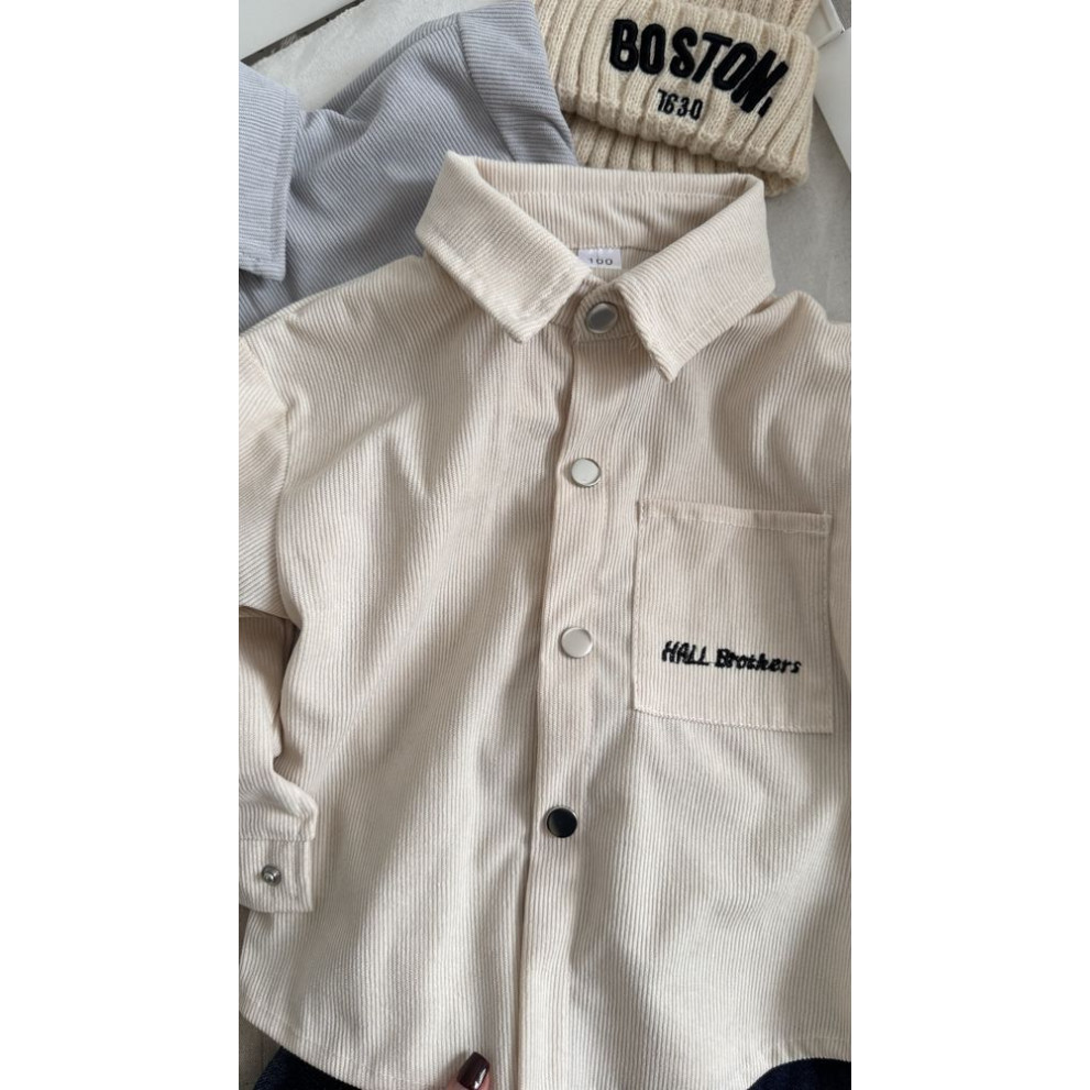 Сорочка хлопчику вельветова Hall Brother колір бежевий 11027