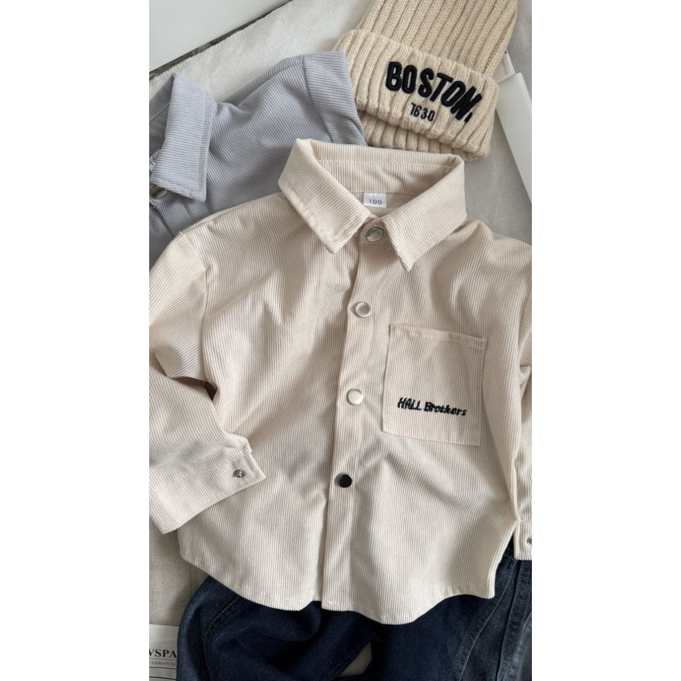 Сорочка хлопчику вельветова Hall Brother колір бежевий 11027