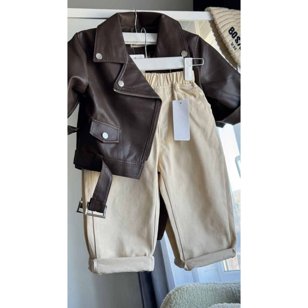 Стильні джинси хлопчику колір беж 11034