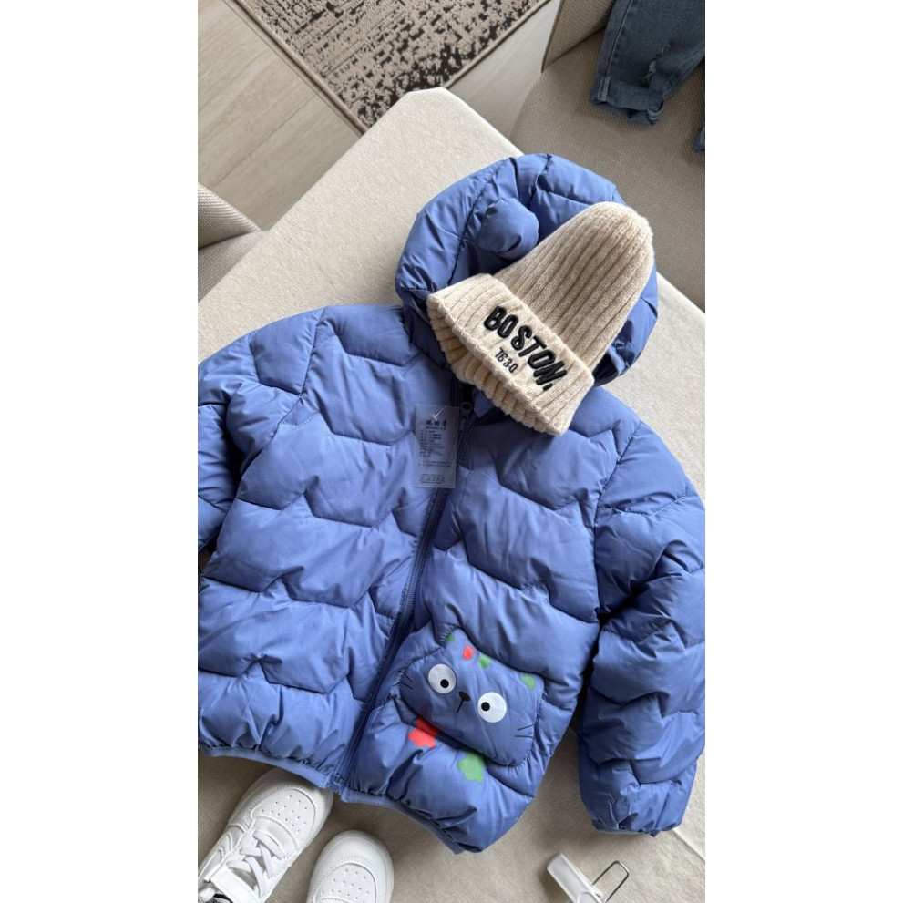 Демісезонна курточка з котиком колір синій 11037