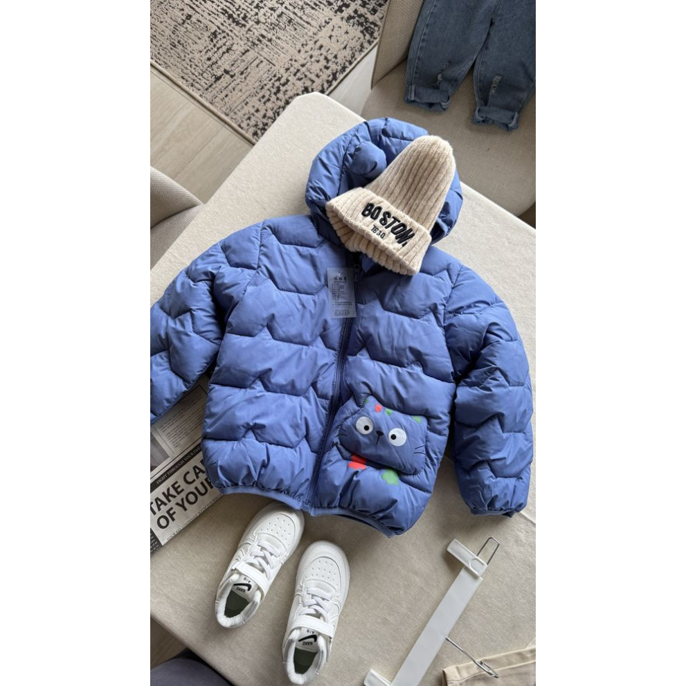 Демісезонна курточка з котиком колір синій 11037