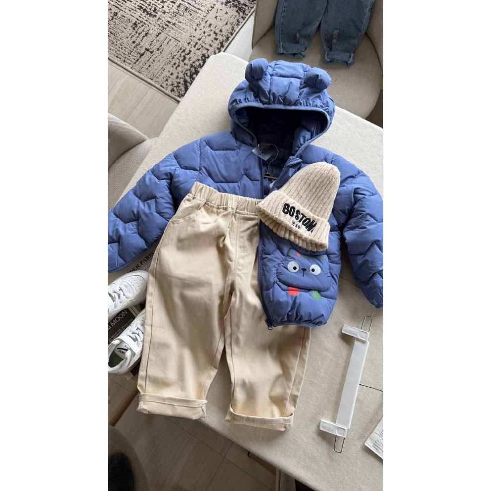 Демісезонна курточка з котиком колір синій 11037