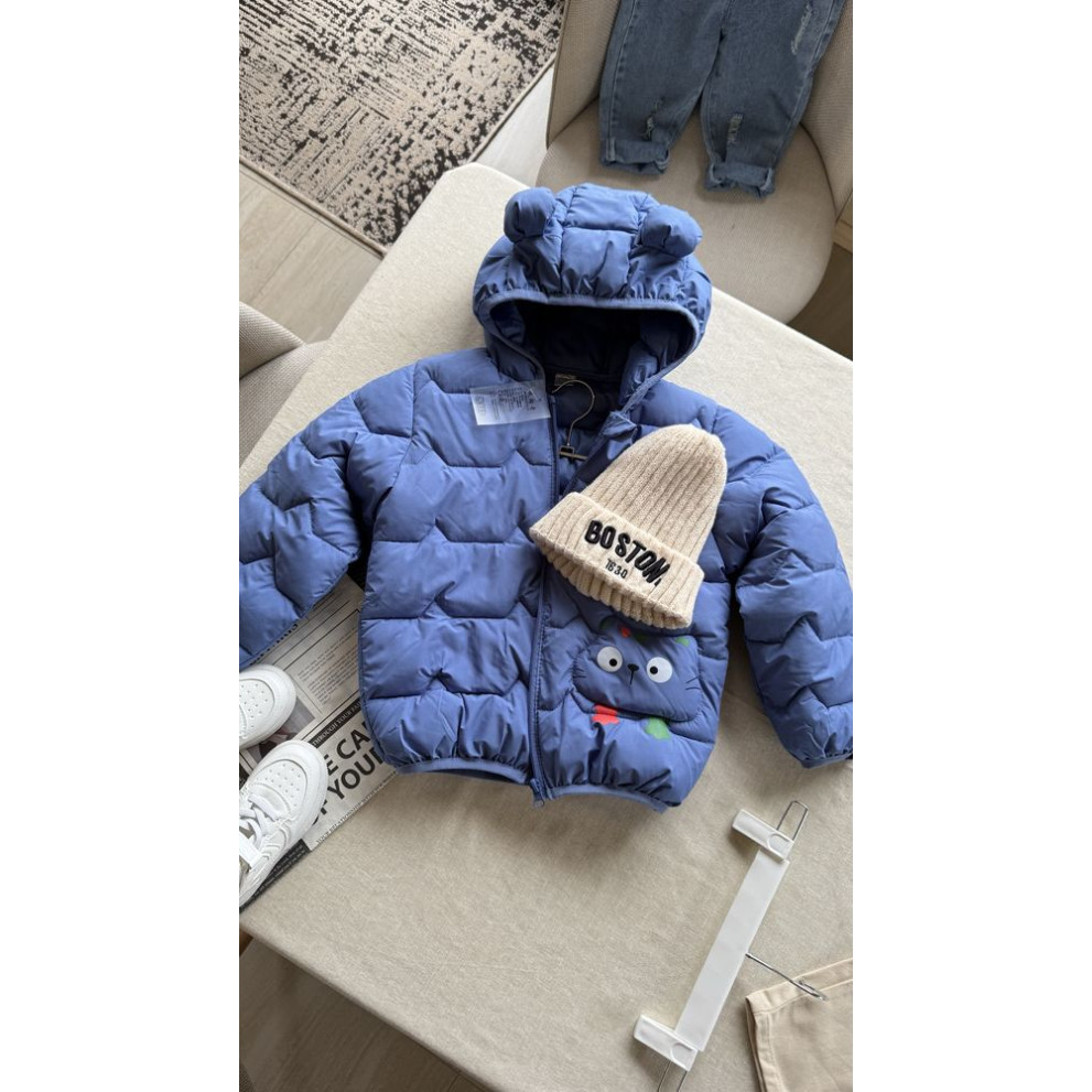 Демісезонна курточка з котиком колір синій 11037