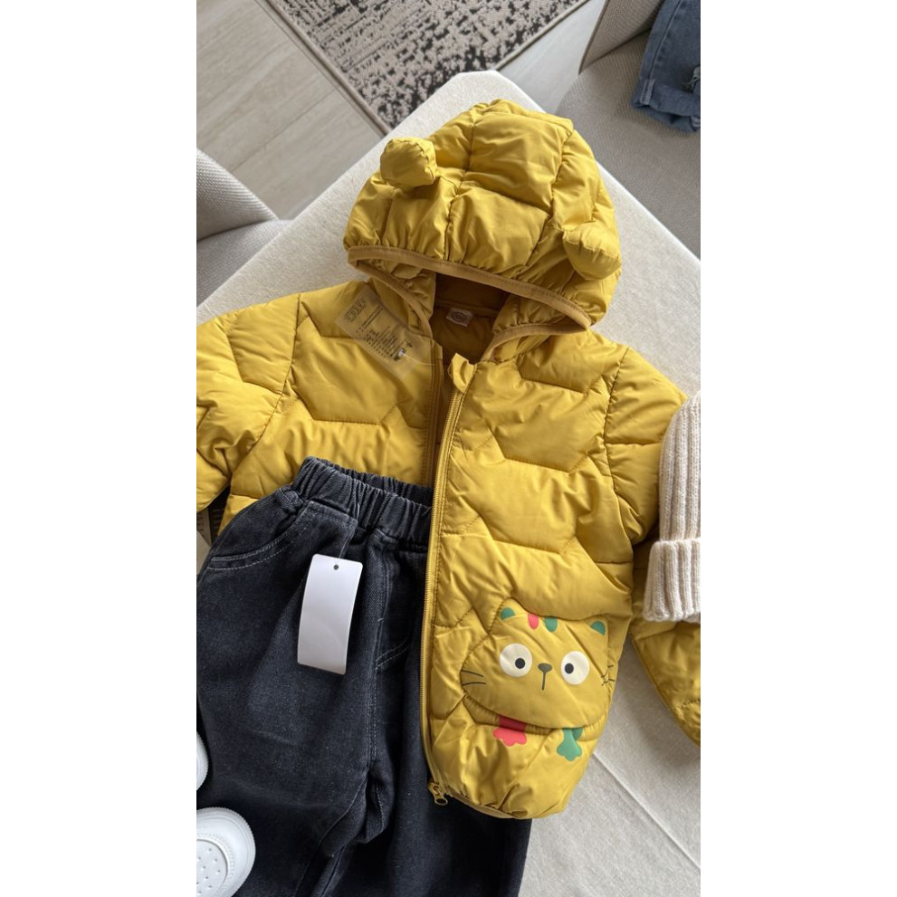 Демісезонна курточка з котиком колір жовтий 11038