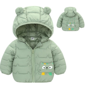 Демісезонна курточка з котиком колір зелений 11040