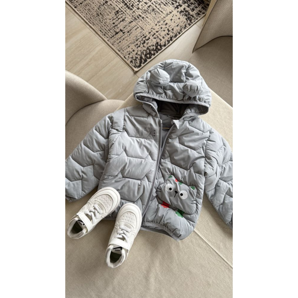 Демісезонна курточка з котиком колір блакитний 11041