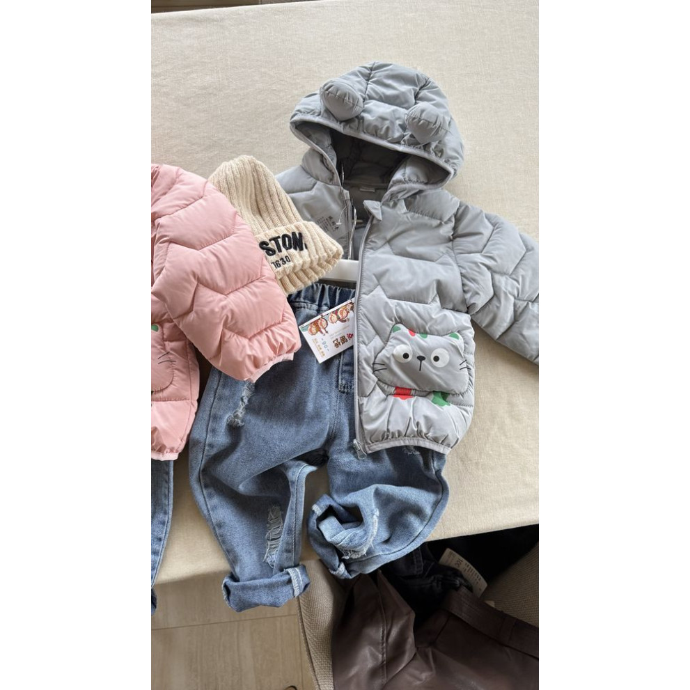 Демісезонна курточка з котиком колір блакитний 11041