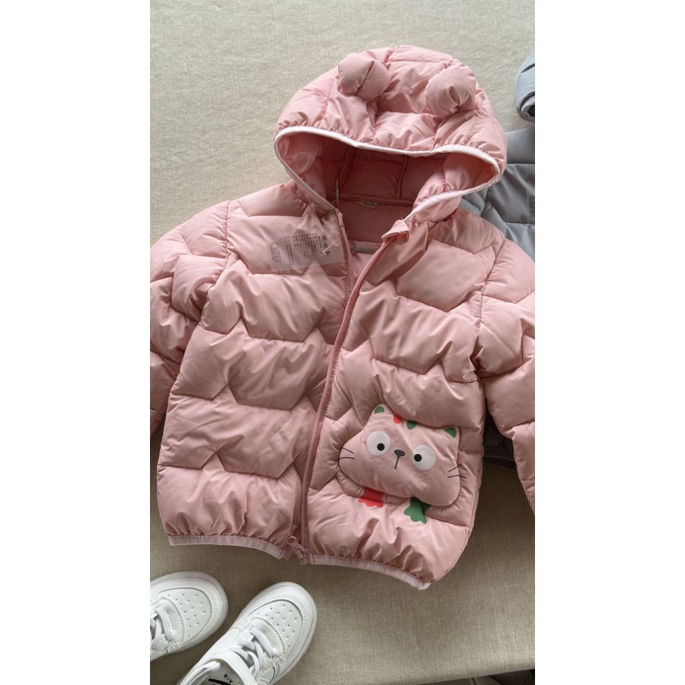 Демісезонна курточка з котиком колір рожевий 11042