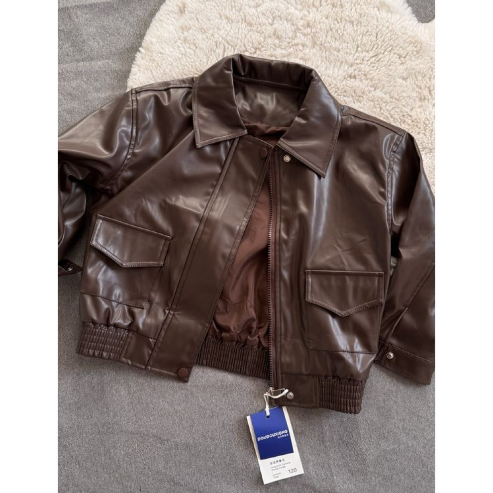Куртка з штучної шкіри колір коричневий 11049
