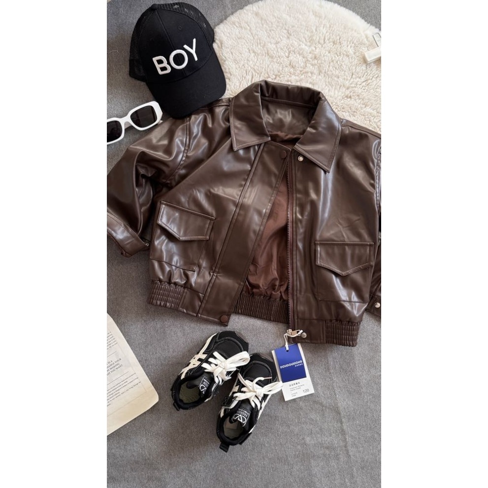 Куртка з штучної шкіри колір коричневий 11049