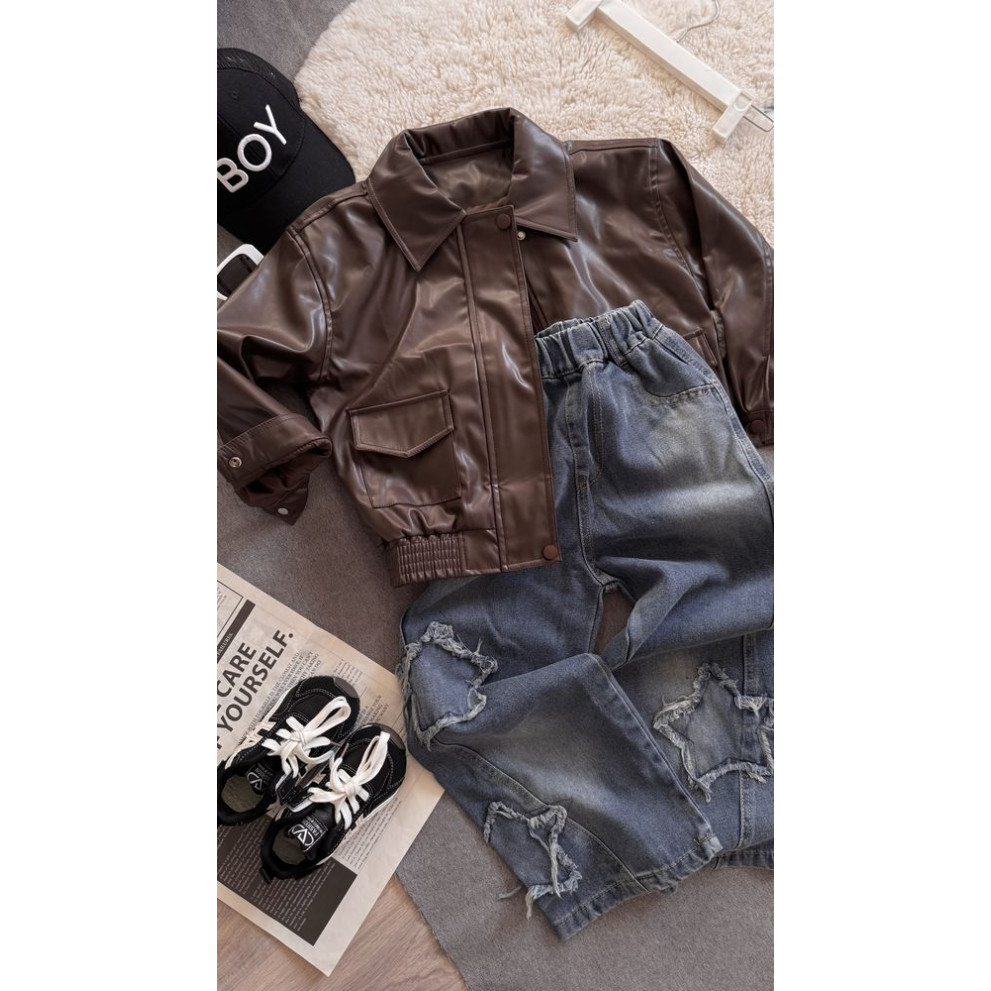 Куртка з штучної шкіри колір коричневий 11049