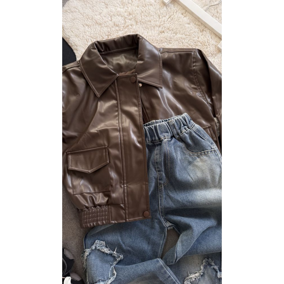 Куртка з штучної шкіри колір коричневий 11049