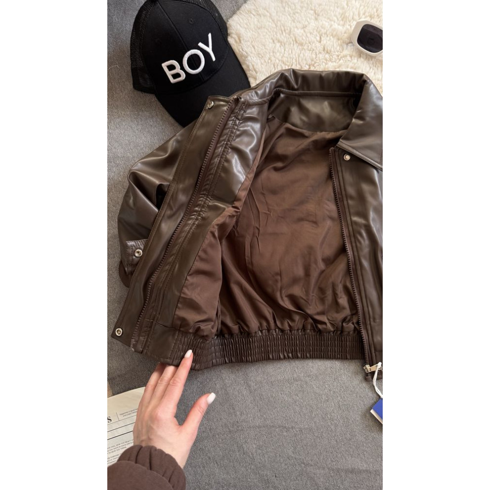 Куртка з штучної шкіри колір коричневий 11049