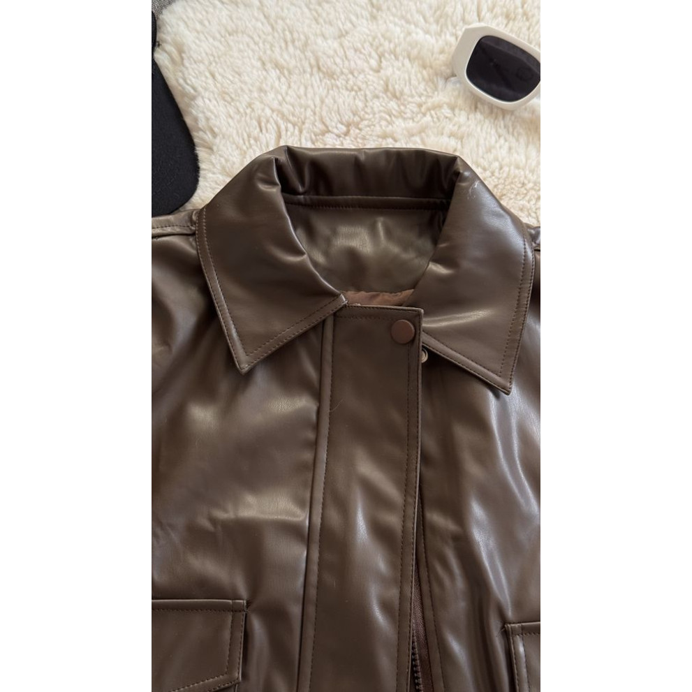 Куртка з штучної шкіри колір коричневий 11049