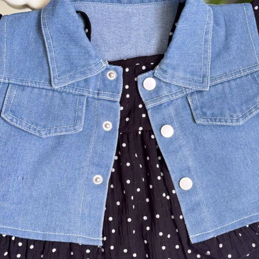 Костюм для девочки на лето сарафан и жилет цвет черный 11128