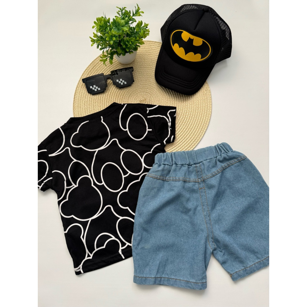 Костюм на літо хлопчику XIAOHU TAIGE чорна футболка 10477