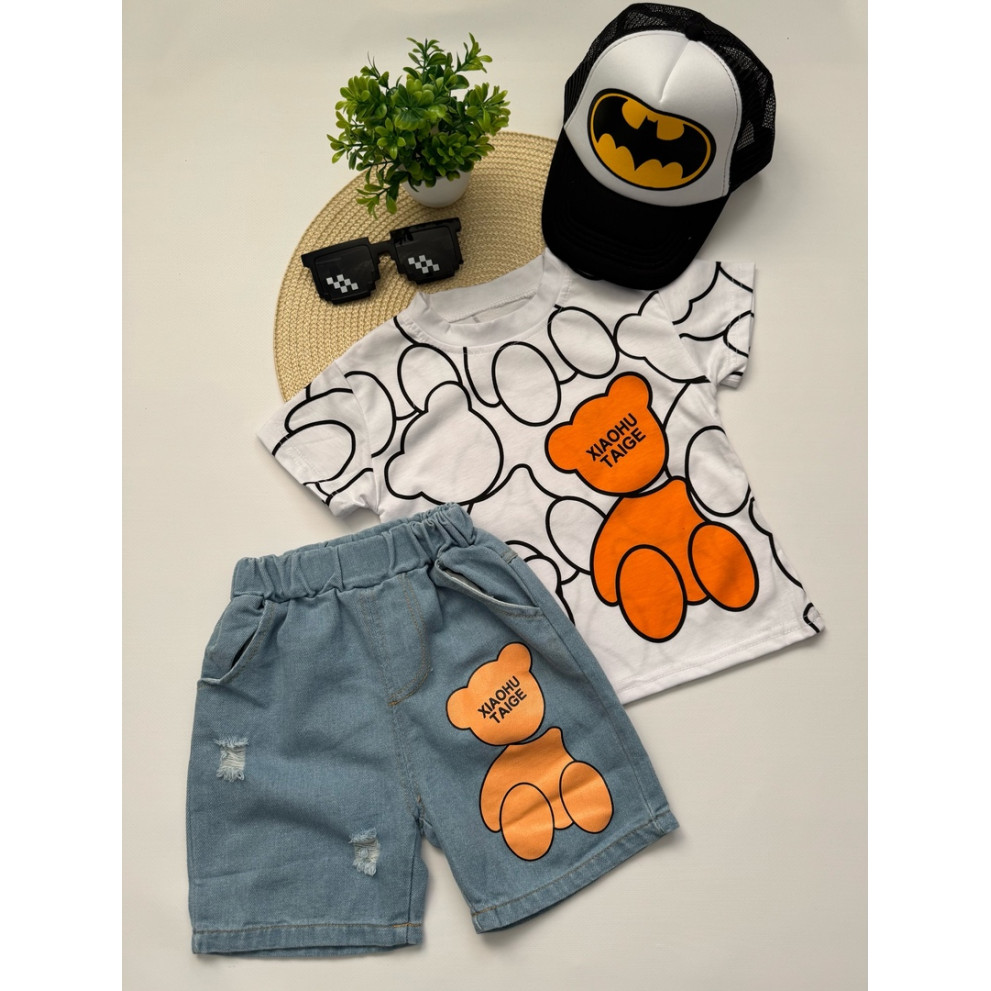 Костюм на літо хлопчику XIAOHU TAIGE біла футболка 10478