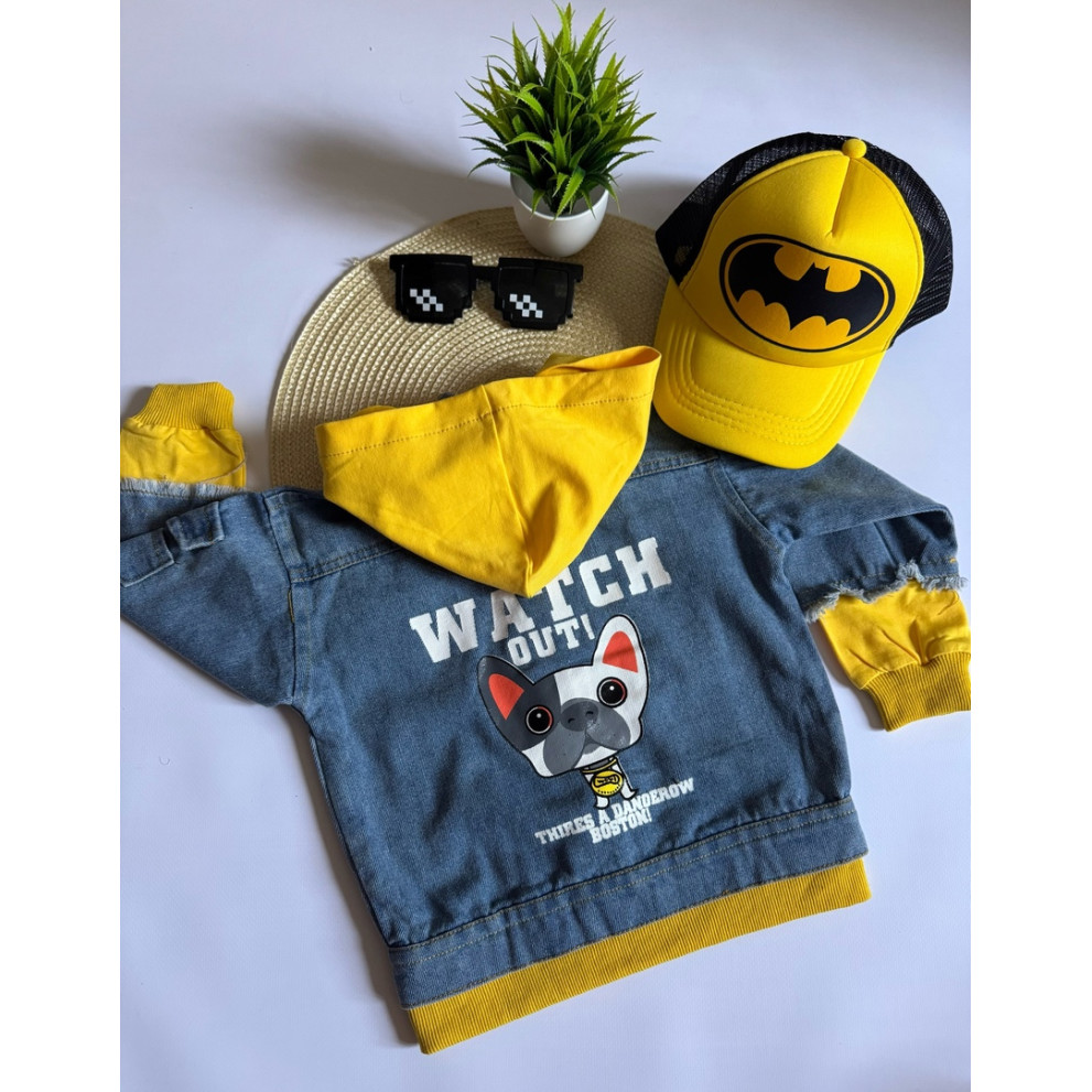 Джинсівка Watch out з жовтими вставками 10539