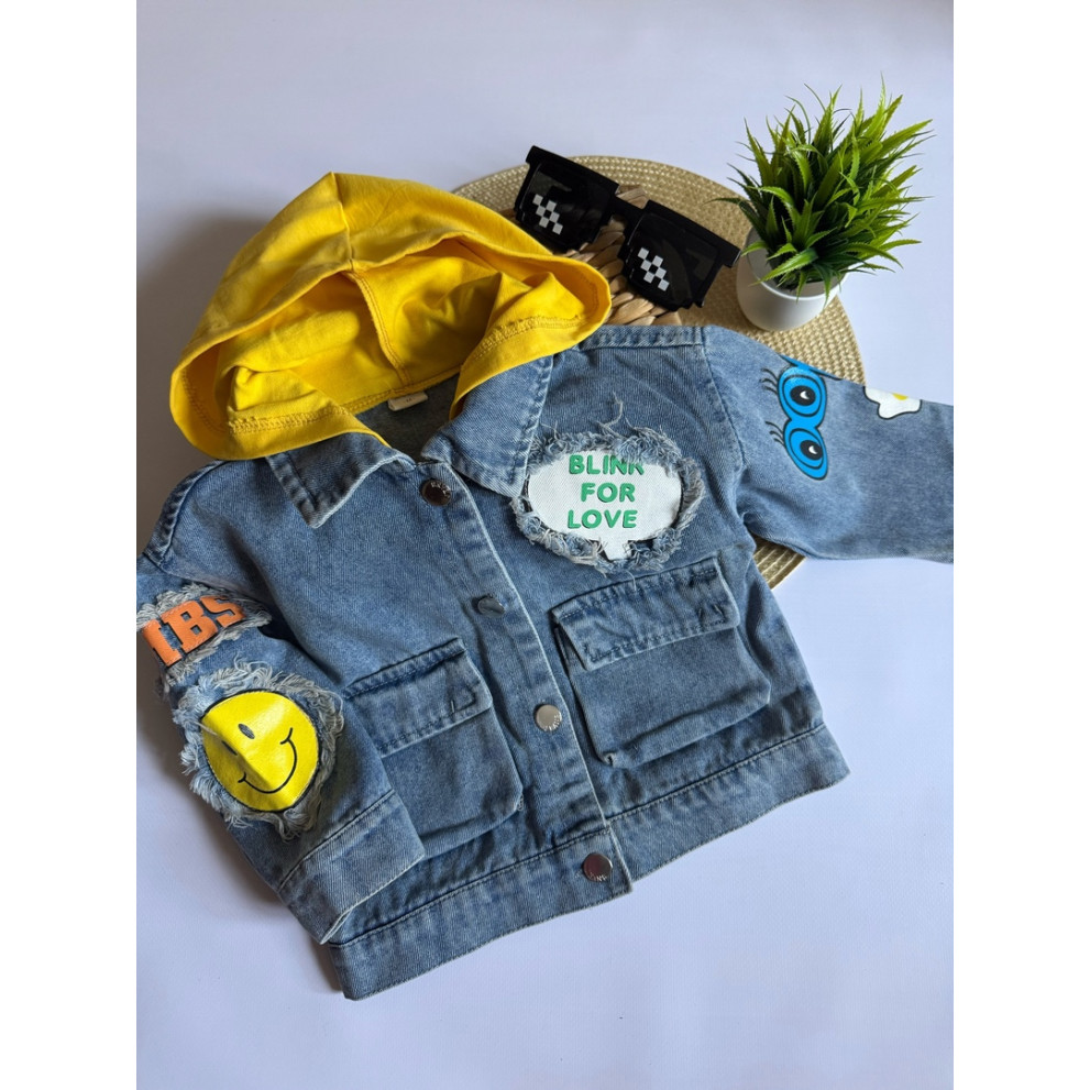 Джинсівка Oops з жовтими вставками 10543