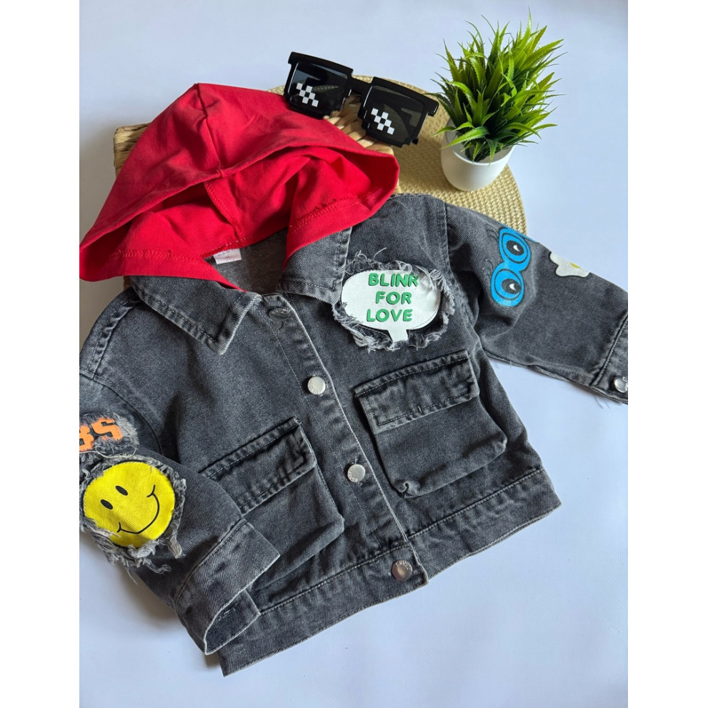 Джинсівка Oops з червоними вставками 10542